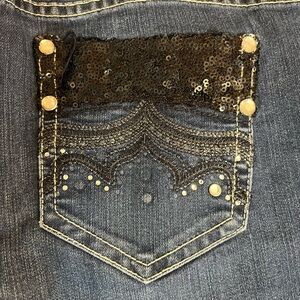Chico’s Platinum woman’s studded pocket jeans boot cut regular